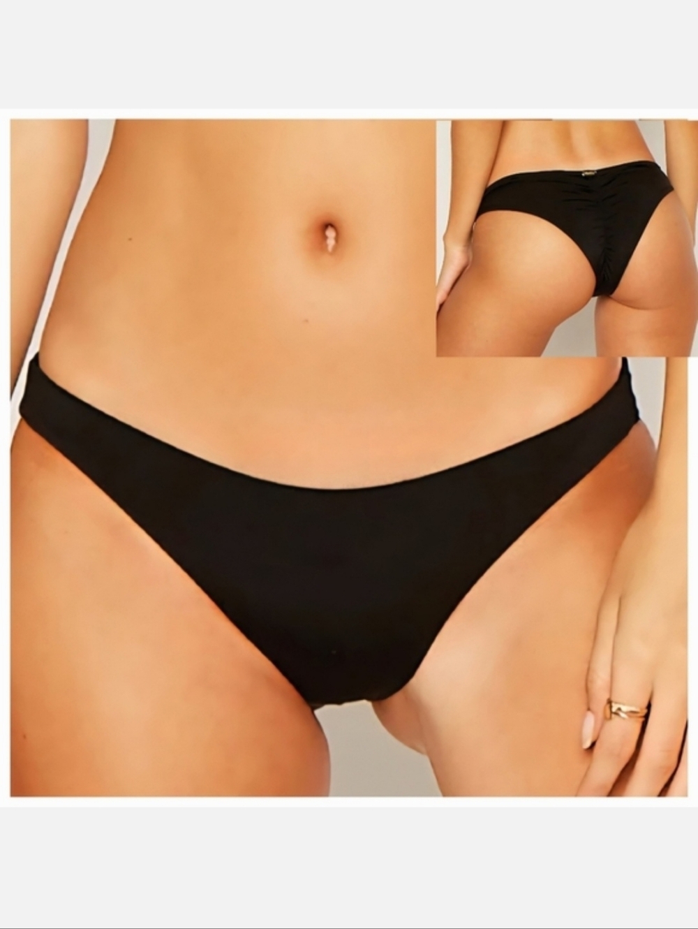NWT Beach Bunny Women's Angela Skimpy Scrunch Back Bikini Bottoms Black Size 14